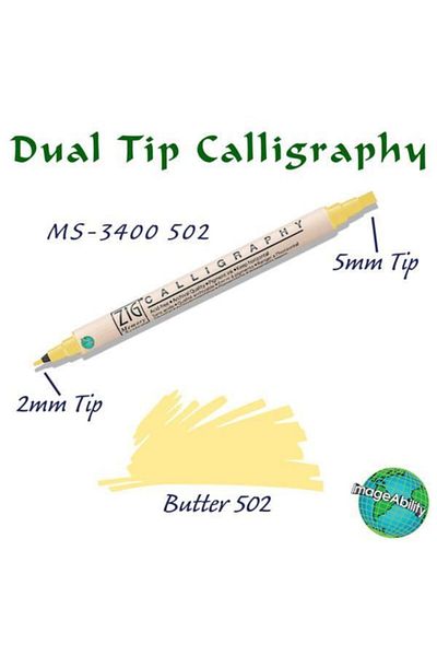 Zig Calligraphy Double Ended Calligraphy Pen 2 mm + 5 mm 502 Butter