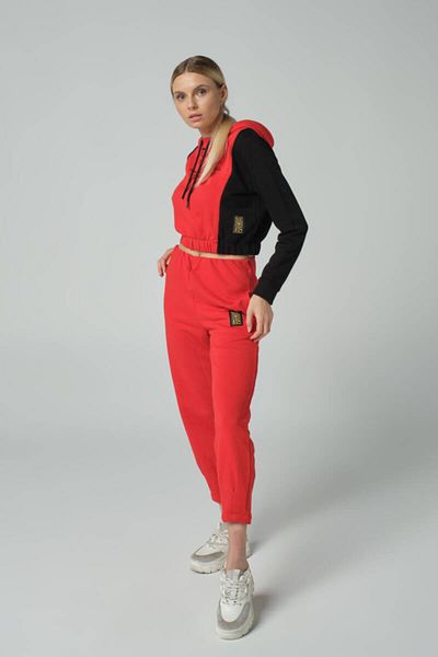 DAVID&GERENZO Red Print Detail Hooded Tracksuit Set