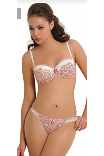 NBB 4309 Kadın Nar Çiçeği Straplez Penye Sütyen Takımı