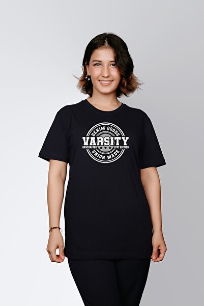 ErTaPassage Λευκό τζιν μπλουζάκι Varsity με τύπωμα - T5948569