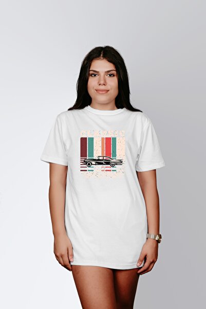 ErTaPassage Γυναικεία λευκά κλασικά αυτοκίνητα με τύπωμα Standard T-shirt T33...