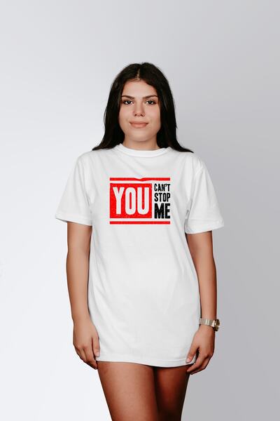 ErTaPassage Λευκό You Can't Stop Me με τύπωμα Γυναικείο μπλουζάκι - T9671412