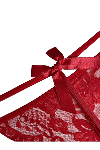 Betimoda Tanga rosie cu panglica