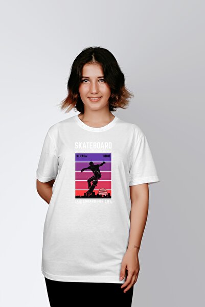 ErTaPassage Γυναικείο μπλουζάκι White Skate Board με τύπωμα - T8833736