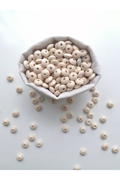 Sihirlihalka خرز خشبي مسطح خام (100 قطعة)