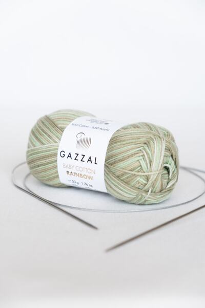 Gazzal Baby Cotton Rainbow Amigurumi, Ață de tricotat manual Punch, 50 gr (477)