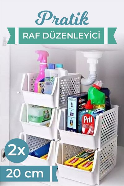 Vienev 2-Piece Practical Shelf Organizer 20 cm