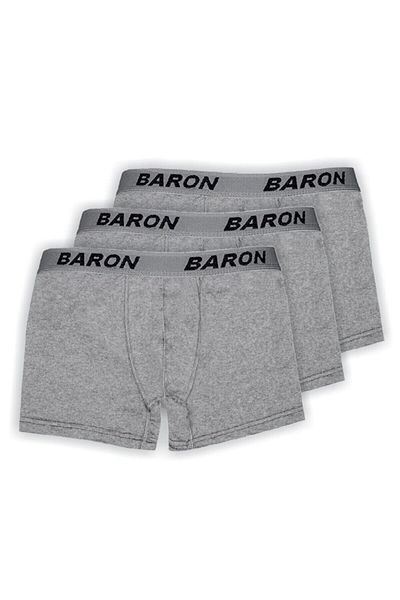 BARON Ανδρικό χτενισμένο βαμβακερό μπόξερ 6 τεμαχίων Lycra - Γκρι -SR001