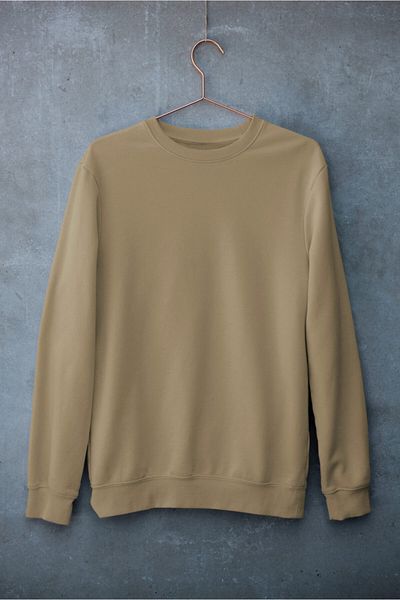 Raf Coll Φούτερ Unisex Basic με λαιμόκοψη Camel Oversize