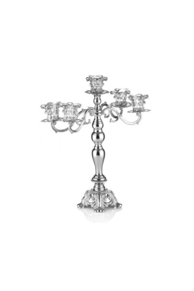 Porio Gümüş 5'li Şamdan 28x28x43 cm