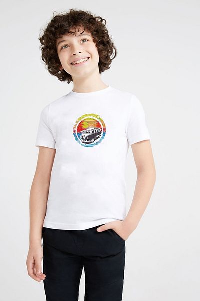 QIVI Tricou alb pentru copii unisex