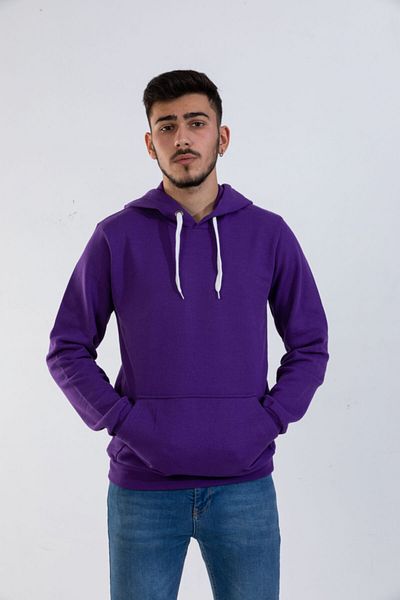 Raf Coll Unisex Basic Μωβ φούτερ με κουκούλα με τσέπη