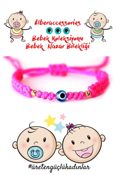 alberaccessories 925 Ayar Gümüş Tasarım Hediyelik Bebek Nazar Bilekliği ( Yen...