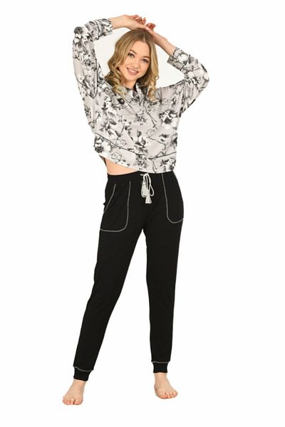 Jiber Women's Comfortable Cut Patterned Pajamas Set Jbr-3928
