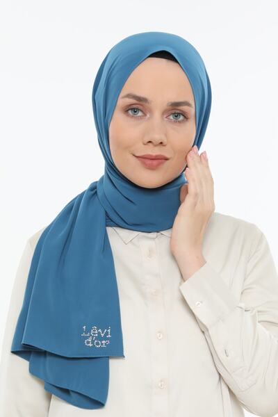 Levidor Indigo Plain Medina Silk Shawl - 0006c340