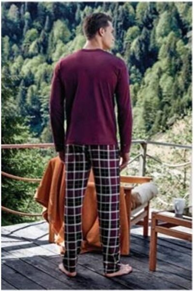 Doreanse Erkek Bordo Uzun Pijama Takımı