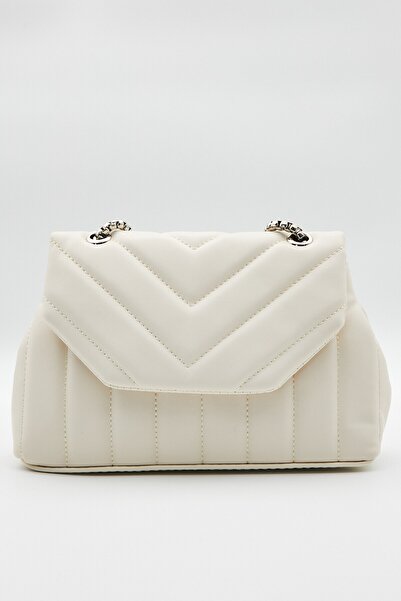 Çantacımstore Női krémvarrás részletes steppelt Crossbody táska