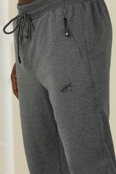 ZEYMERADE Pantaloni de sport pentru bărbați, din bumbac, cu fermoar ascuns, antracit