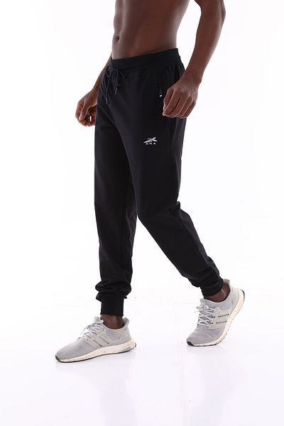 ZEYMERADE Pantaloni de sport din bumbac cu fermoar ascuns, albastru marin pentru bărbați