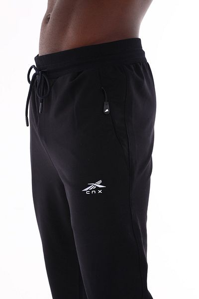 ZEYMERADE Pantaloni de sport din bumbac cu fermoar ascuns, albastru marin pentru bărbați