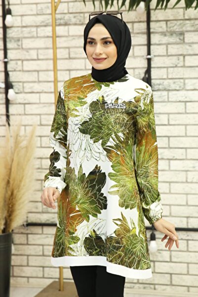 Feiza Collection Çiçek Desenli Tunik - Yeşil
