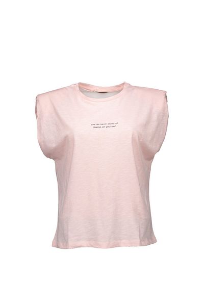 Collezione تي شيرت وردي مريح - كتف مبطن