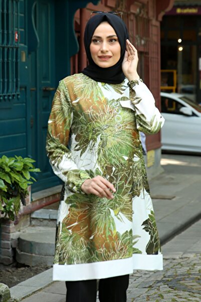 Feiza Collection Çiçek Desenli Tunik - Haki