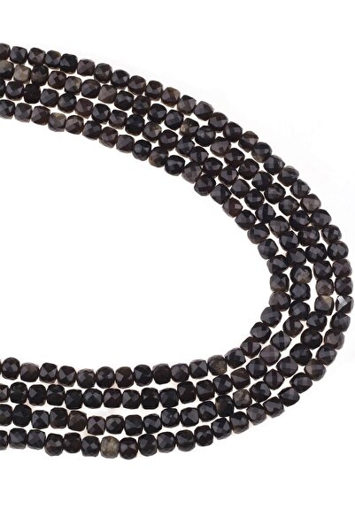 Dünya Doğal Taş Σειρά πέτρας οψιανού 4x4 mm Cube Facet - Dz4066