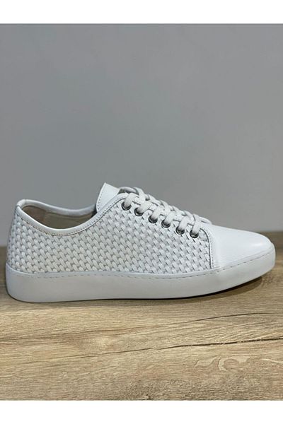 Pierre Cardin Ready Sole White Knit Leather Sneakers Shoes