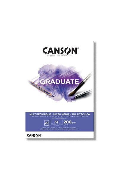 Canson White Graduate Mixed Media - Multi-Purpose 200 Gr.A5 20 Yp Block