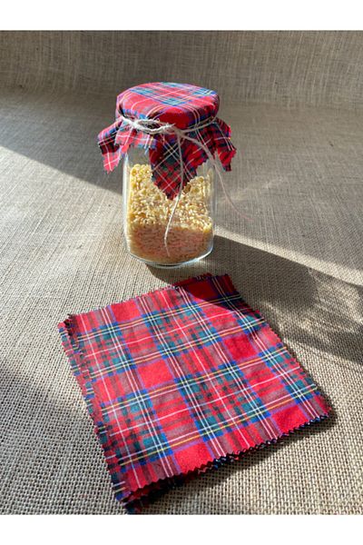 White Alamode Plaid & Scotch Pattern Jar Lid Cover 10 pcs
