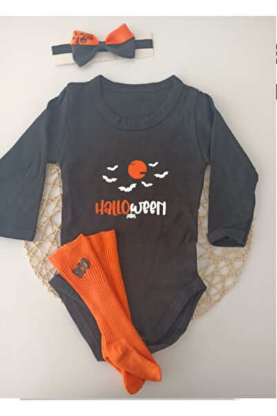 sun desing Hallowen Cadılar Bayramı Turuncu Toka Bebek Bandana Bebek Zıbın Tu...