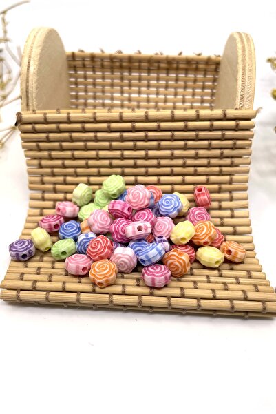 Tahtakaledeyim 50 قطعة خرز موديل روز 8 ملم ألوان مختلطة