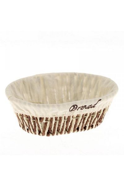 Ün-Ev 1521a Stylish Designed Oval Brown Cream Wicker Bread Basket