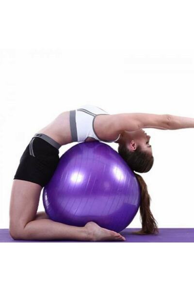 pekial 65 Cm Purple Pilates Exercise Ball and Inflating Pump - Yoga Plates
