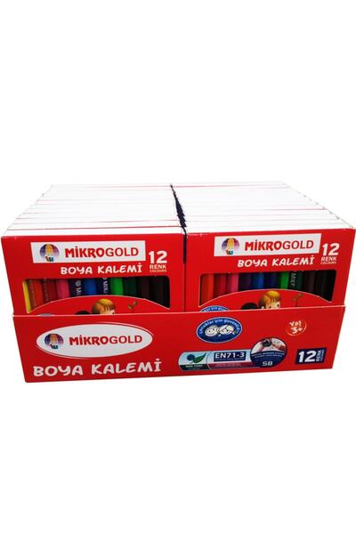 MİKROGOLD قلم طلاء جاف 12 لون 1/2 حجم - 24 علبة