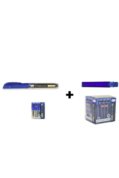 Rubenis Kartuşlu Tahta Kalemi Mavi 12'li (1 Paket) + Tahta Kalemi Kartuşu Mav...
