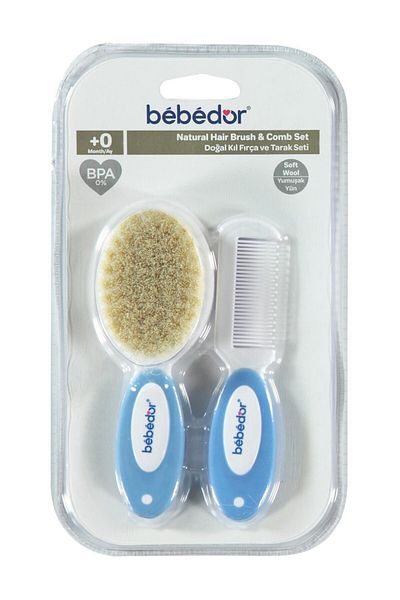 Bebedor Blue Baby Natural Hair Brush and Comb Set