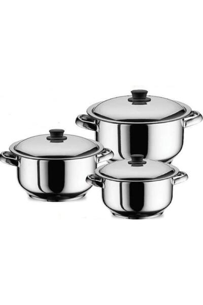 abnturk 3'lü Büyük Boy Aşiret Çelik Tencere Seti