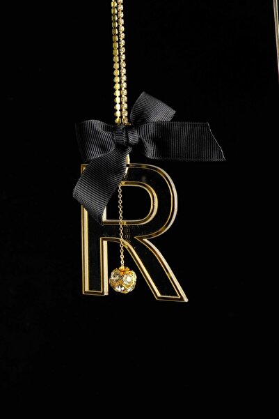 TASARIM ARABAM ATİKE ELİF AKIN Gold Transparent Rearview Ornament Letter R