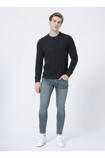 Lee Cooper Мъжки суитшърт Newdwade - О-образно деколте, антрацитен меланж, 221 LCM 241045