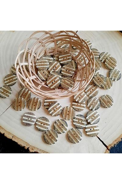 canan dizayn Buton cu 2 găuri cu paie bej peste cremă de 20 mm (15 buc.)