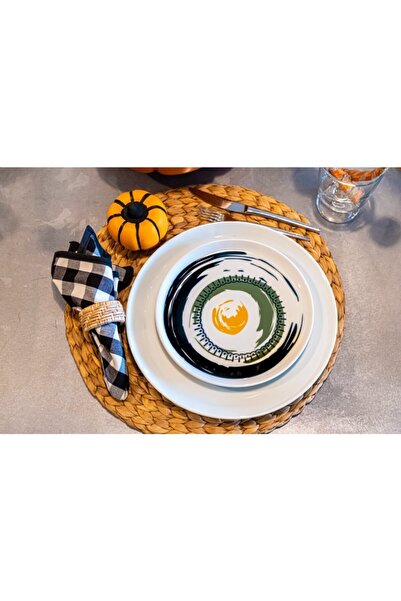 Porland Helical 6 Kişilik Porselen Pasta Tabağı Seti 20 cm Servis Sunum Kahvaltı Tatlı Tabağı