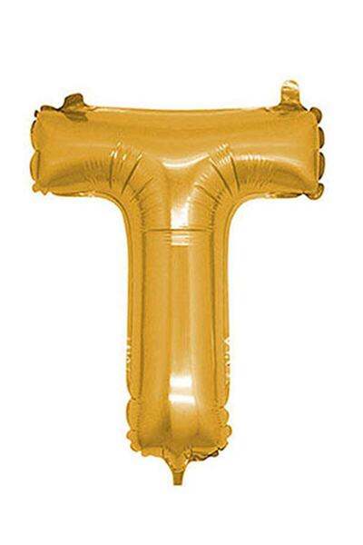 14Süs 100 cm Giant Size - Letter t Gold Foil and Helium Balloon