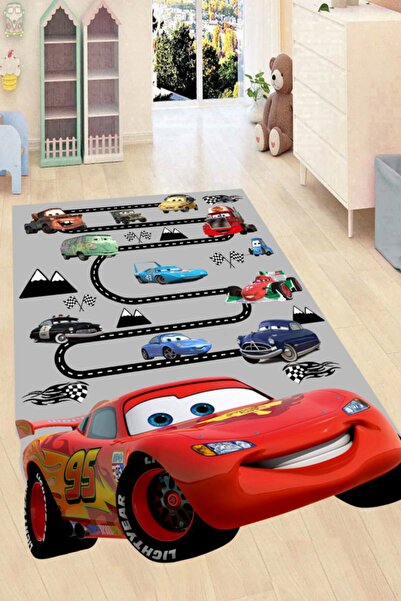 Resmiro Arabalar Şimşek Mcqueen Tasarımlı Dijital Baskılı Halı