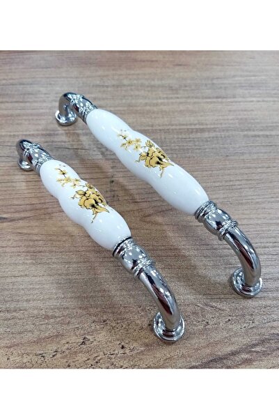 ARON 2050-10-144 Krom Rustik Porselen Kulp Mobilya Vestiyer Çekmece Dolap Komidin Şifonyer Kulbu 128mm