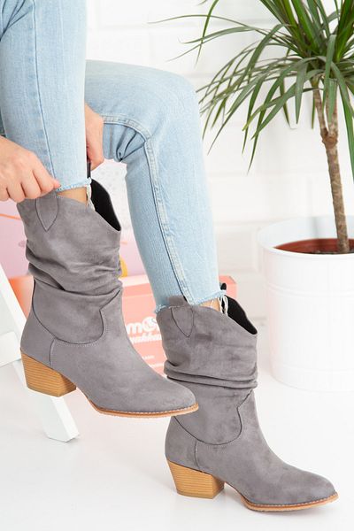 irmona Tokyo Smoked Grey Anthracite Luxury Suede Bellows Κοντές μπότες Dallas