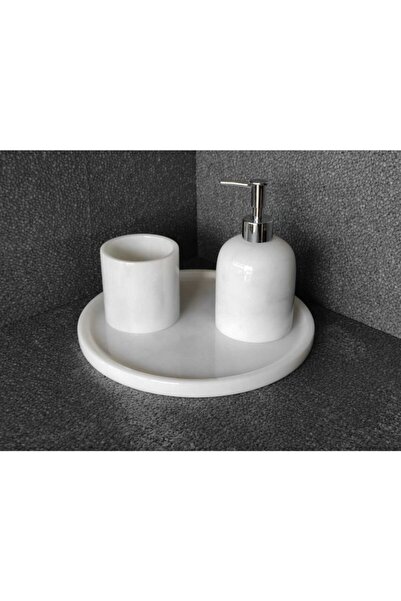 Polen Stone Set de baie din marmură albă, 3 piese