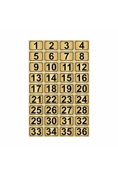 Özarslan Dizayn 10x15 سم رقم لاصق معدني (1..36) 36 قطعة معدن ذهبي اللون