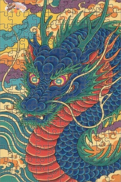 Esranın Dünyası The Roar of the Dragon Oil Painting Look Wooden Puzzle with D...